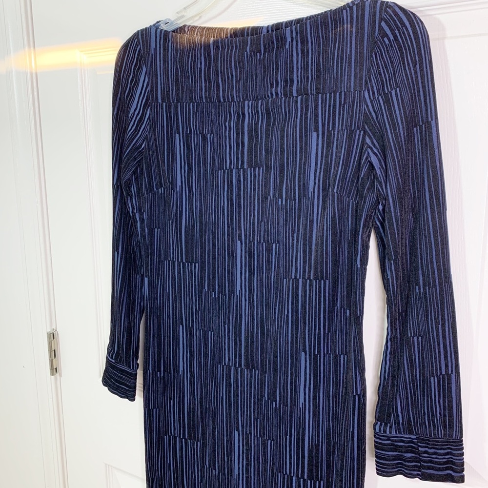Missoni Velvet Midi Dress 3/4 Sleeves Blue Black Women’s Sz 42 (US 6) - Picture 2 of 8